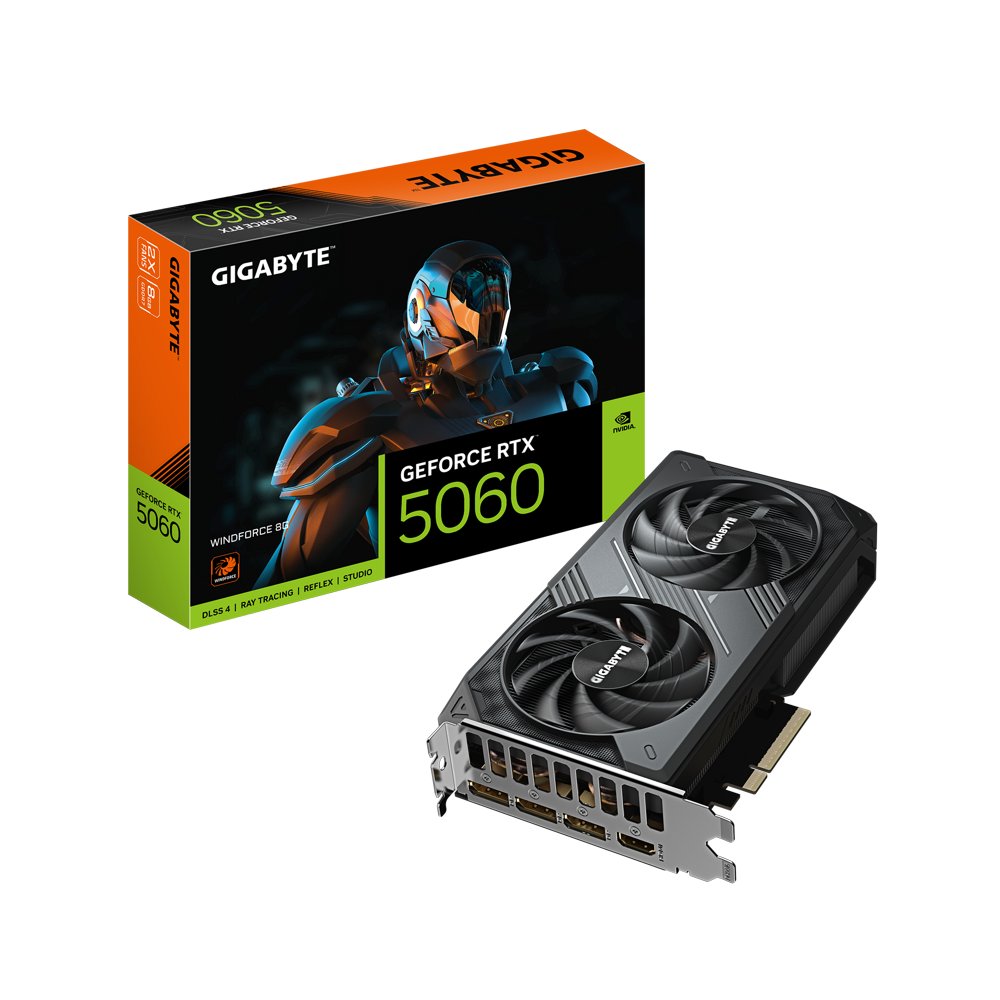 GIGABYTE GeForce RTX 5060 WINDFORCE | 8GB GDDR7 | DLSS 4 | Videokaart | Nvidia GPU