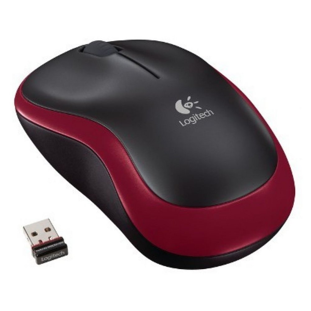 Logitech M185 | Draadloze Muis | Links- en Rechtshandig | RF | 1000 DPI | Zwart/Rood