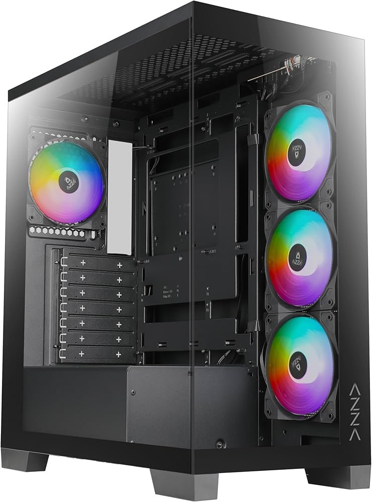 Case Azza Cove | Midi Tower | RGB | Tempered Glass | Zwart