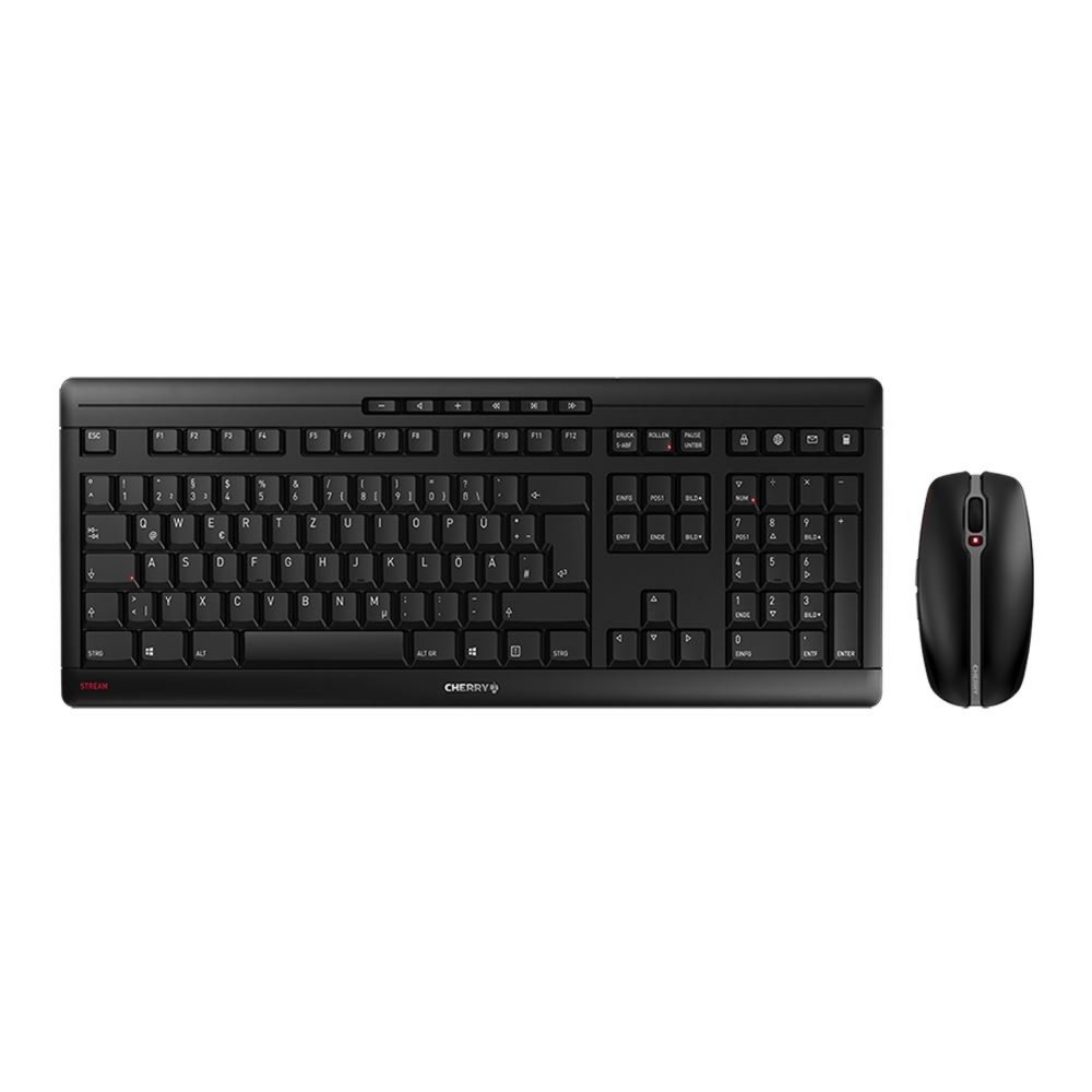 CHERRY Stream Desktop | Draadloos Toetsenbord en Muis (RF) | QWERTY (US-Engels) | Zwart