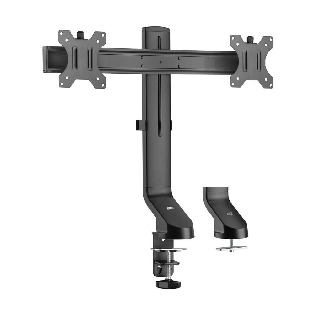 ACT AC8332 | In Hoogte Verstelbare Monitor-bureaubeugel | Tot 27" | Max 7kg | VESA 100x100 | 2 Monitoren