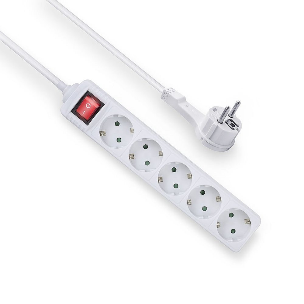 ACT AC2455 | Stekkerdoos | 5 Stopcontacten | 1,5 m | Binnen | Wit