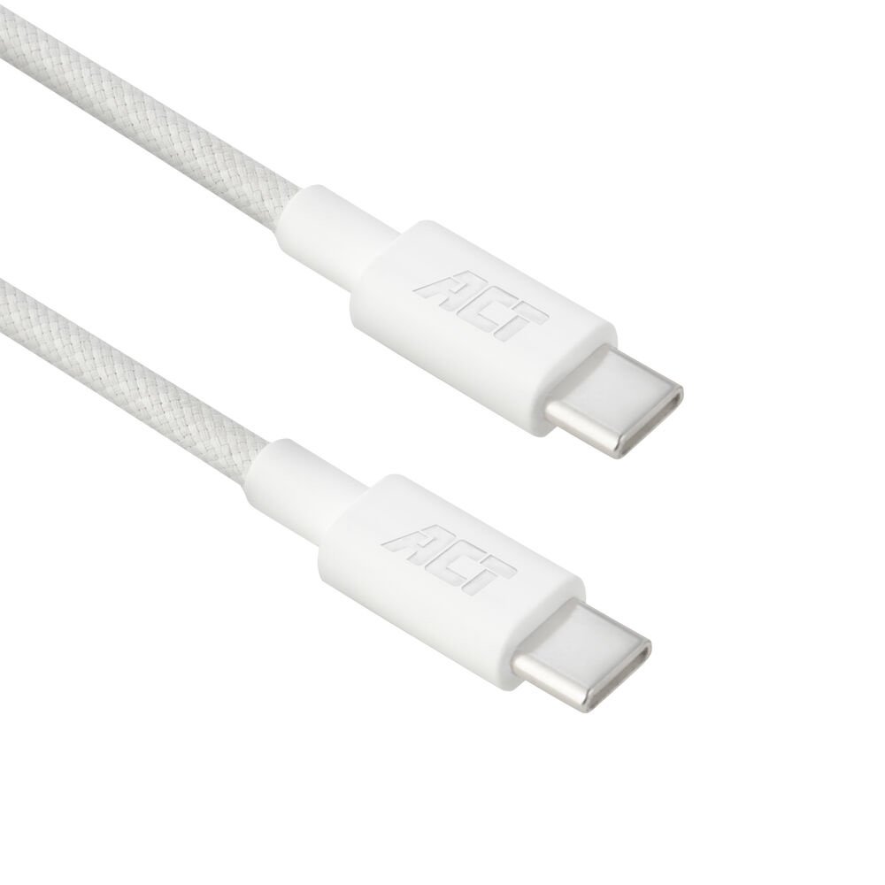 ACT AC3084 | USB 2.0 Kabel | USB-C naar USB-C | 240W | 480Mbps | Wit | 1 Meter