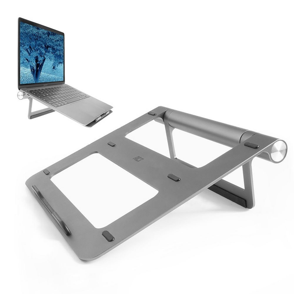 ACT AC8125 | Notebookstandaard 15.6" | Ingebouwde USB-C Docking Station | Grijs