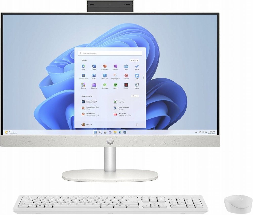 HP All-in-One | 24'' Full HD IPS | AMD Ryzen 3 7320U | 8GB DDR5 | 512GB SSD | IR Camera | W11 Professional | Met Keyboard & Muis | Wit