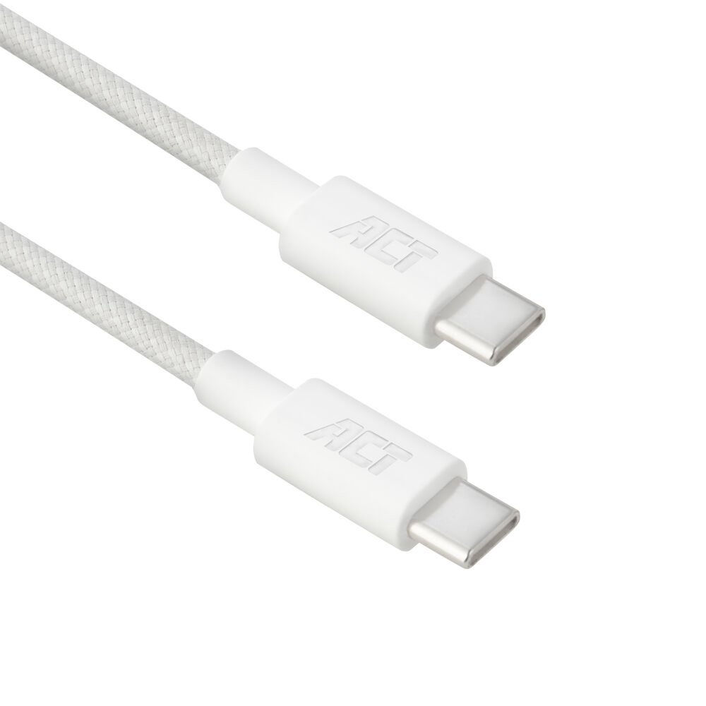 ACT AC3080 | USB 2.0 Kabel | USB-C naar USB-C | 60W | 480Mbps | Wit | 1 Meter