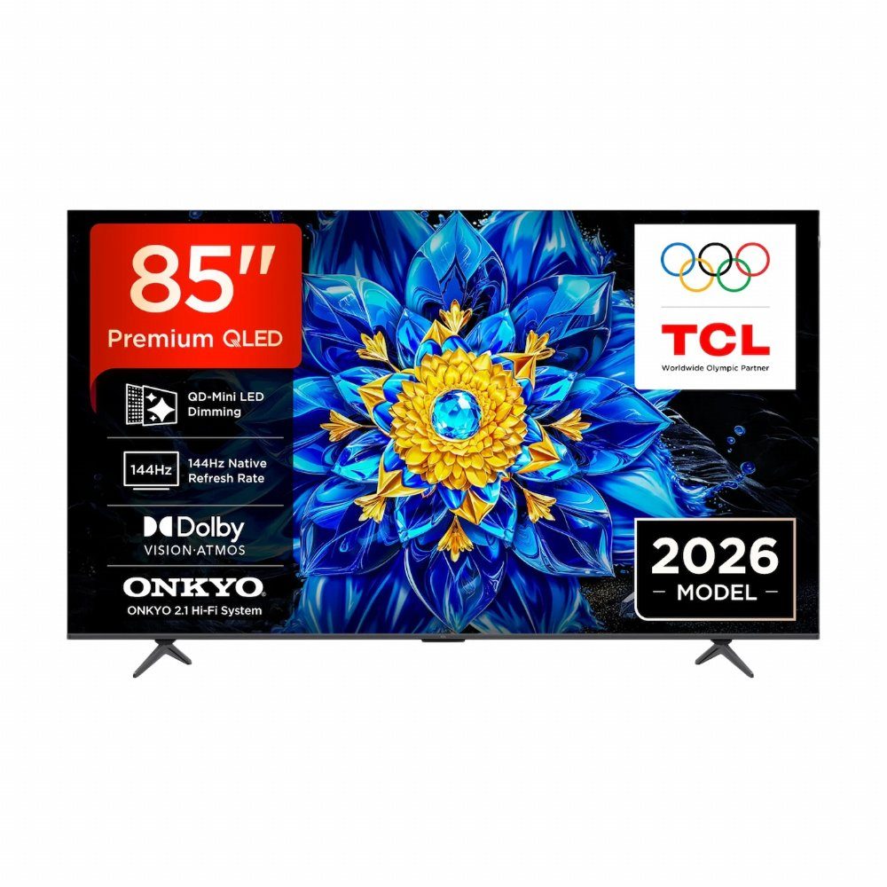 TCL 85T8D 85" | 4K QD-Mini LED Smart TV | 144Hz | Google TV | Dolby Vision | Zwart (2026)