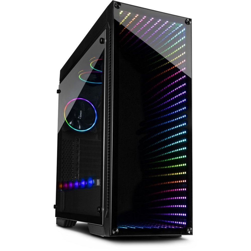 Inter-Tech X-908 Infini2 | Infinity Mirror | Tower Case | USB-C | Zwart