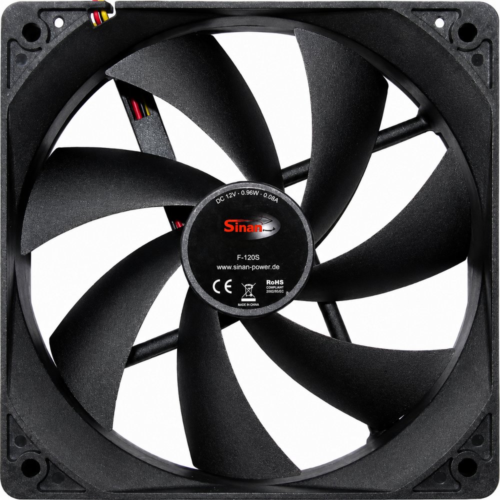 Inter-Tech Sinan F-120-S | 120mm Case Fan | 3-Pin | Zwart