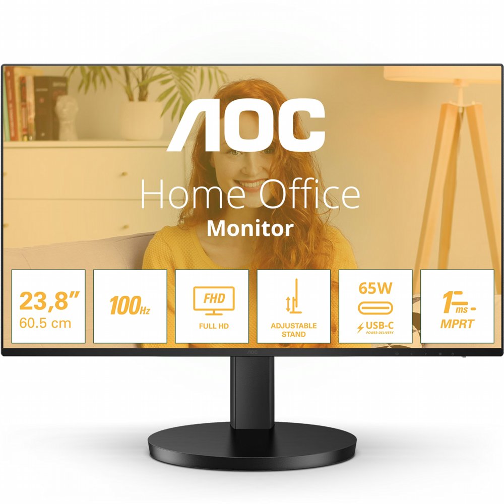 AOC B3 24B3CF2 | 23.8" Full HD IPS | 120Hz | USB-C 65W | In hoogte verstelbaar