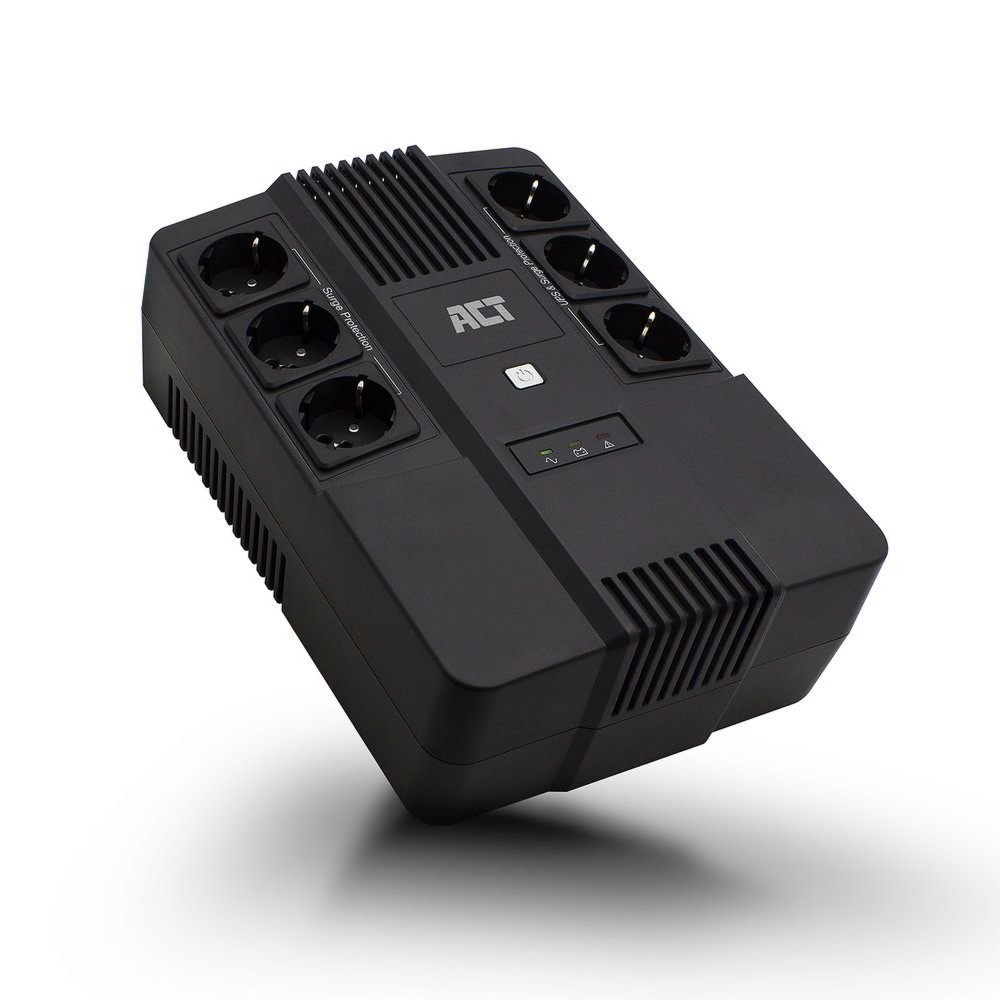 ACT AC2300 Line-Interactive UPS | 600 VA | 6 Stopcontacten (3 op Accu) | AVR Spanningstabilisatie | Netspanningsbeveiliging