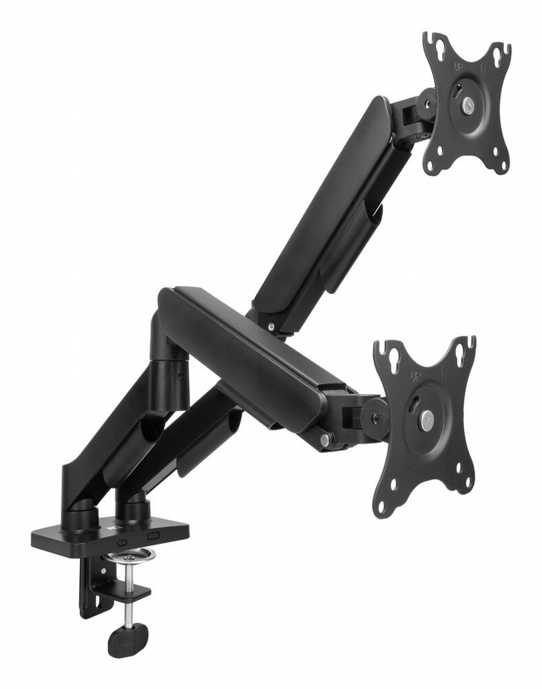 ACT AC8314 Monitorarm Essentials | Verstelbare Monitor-bureaubeugel | Tot 35" | Max 2x 9 kg | VESA 75x75 / 100x100 | 2 Monitoren | Gasveer