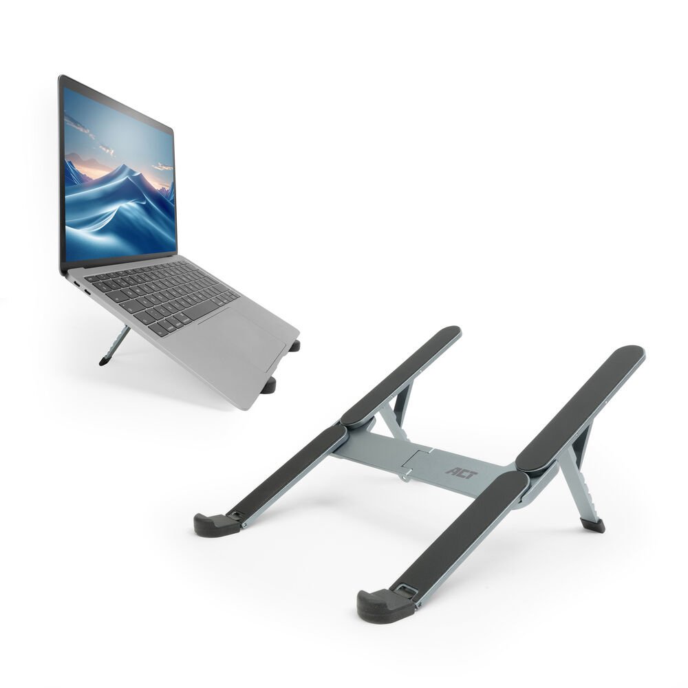 ACT AC8122 | Inklapbare Laptopstandaard tot 15,6" | 6 Verstelbare Standen | Aluminium | Inclusief Reistas