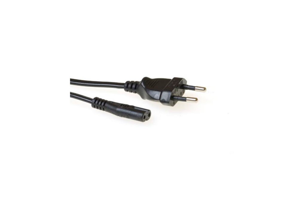 ACT AK5020 | 1,5 m Stroomkabel (2-pin) | Euro Male (CEE 7/16) naar C7 Female | Zwart