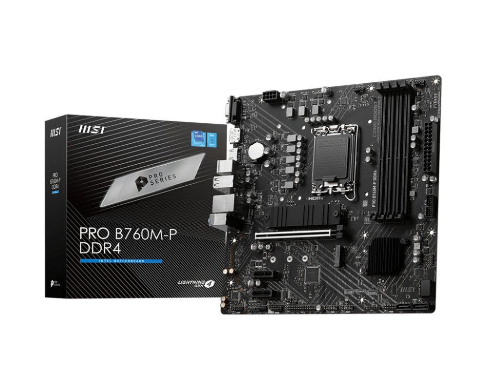 MSI PRO B760M-P | Socket LGA 1700 | Intel B760 | 4xDDR4 | Micro-ATX | Moederbord