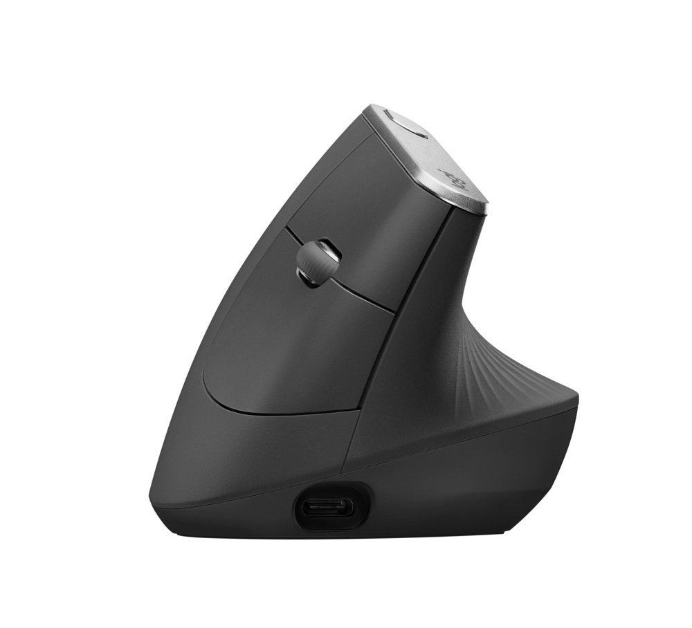 Logitech MX Vertical | Draadloze Ergonomische Muis | Rechtshandig | RF + Bluetooth + USB-C | 4000 DPI suggestie | Grafiet